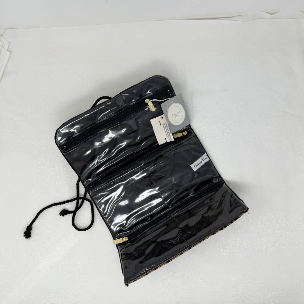 Vintage Christian Dior Houndstooth Travel Jewelry Organizer Roll Case CD gold - Picture 10 of 16